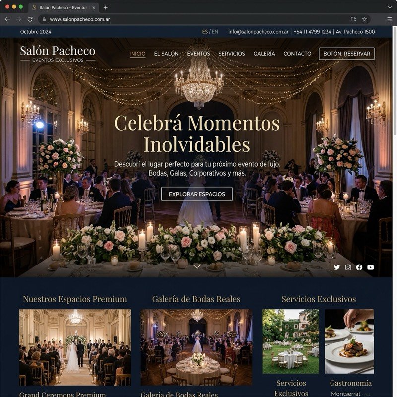 Diseño de página web para eventos y servicios premium